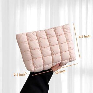 Soft Cream Quilted Cosmetic Bag